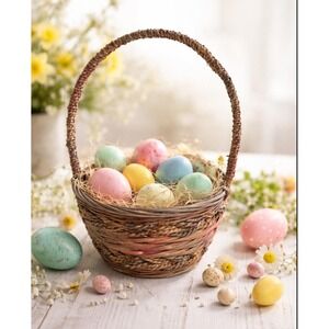 Vintage Pastel Easter Basket | Cottagecore Spring Decor